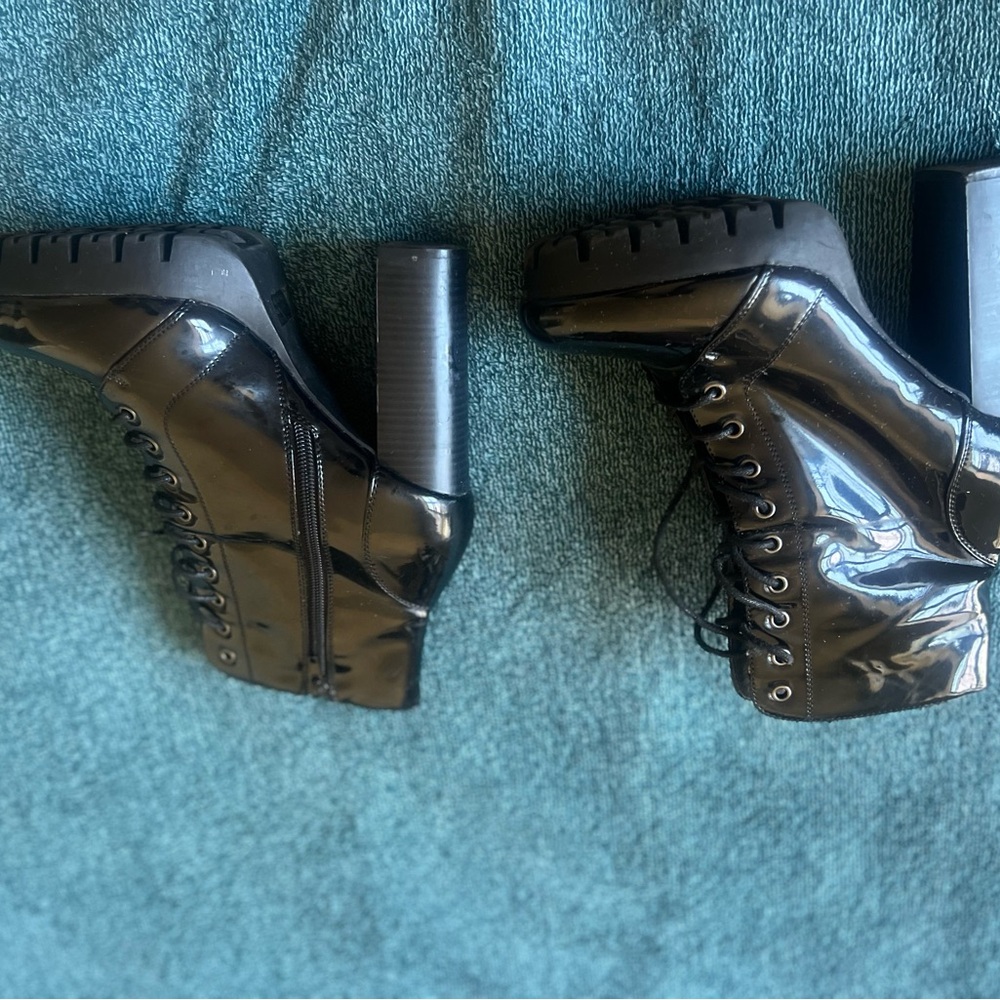 Black Patent Leather Platform Boots